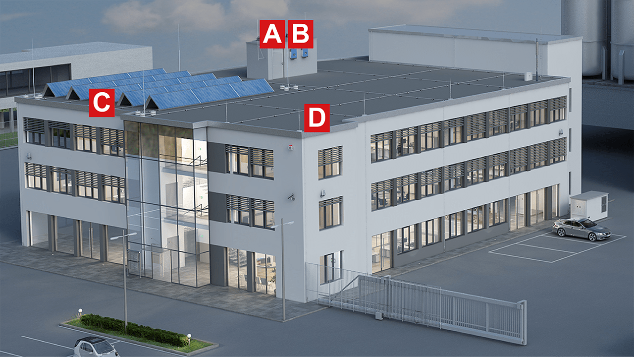 Industriegebäude mit ausreichendem Trennungsabstand 